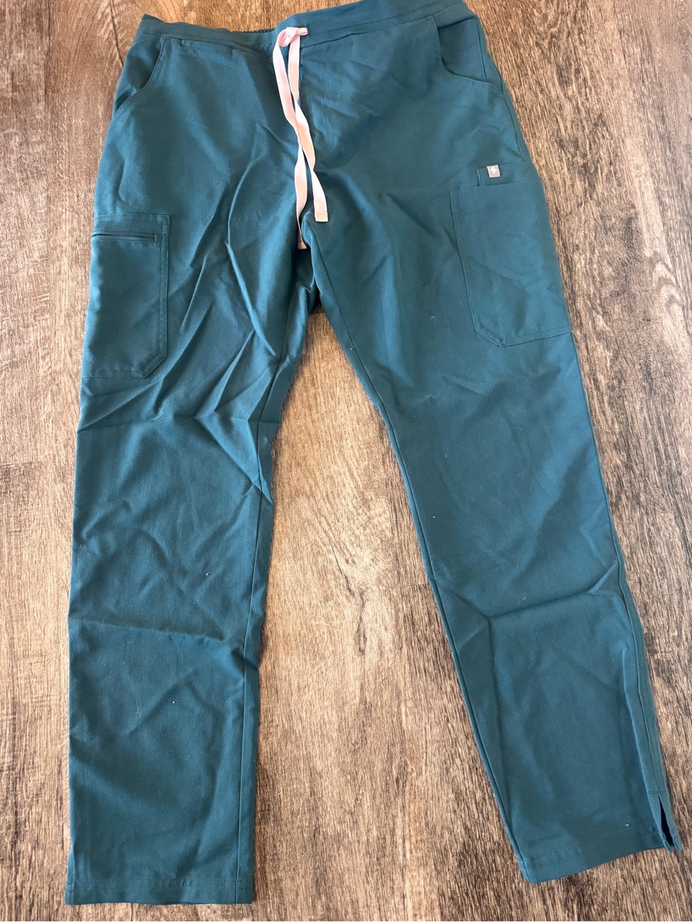 Figs Teal Medical Scrub Pants with White Logo Print